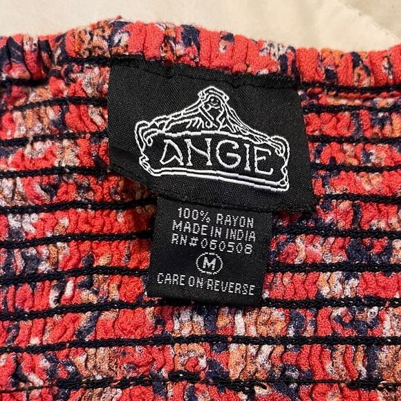 Angie Women’s Boho Floral Smocked Peasant Top Poet Blouse Flared Sleeve | Size M - Picture 7 of 7